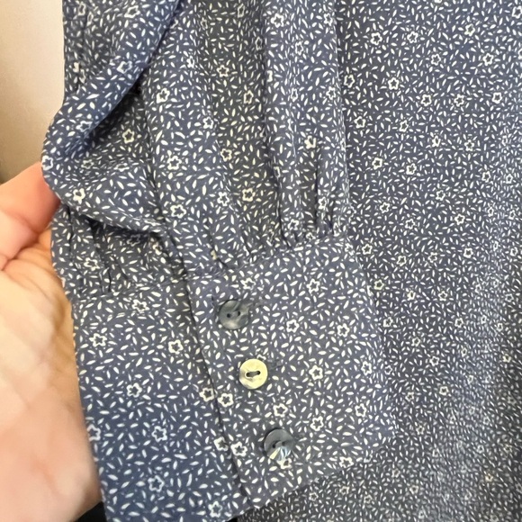 Abercrombie & Fitch Floral Shirt Dress Large Tie Back Ruffle Hem Blue spring - Picture 6 of 10